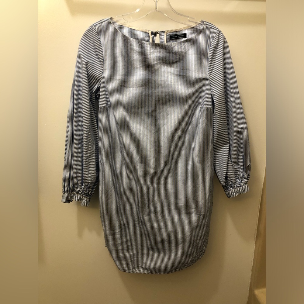 Mark D. Sikes Striped Boatneck Tunic Dress in Navy and White